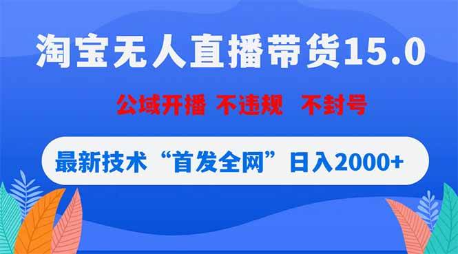 （18562期）淘宝无人直播带货15.0，不封号，不违规，公域玩法，首发全网日入2000+-千城资源网