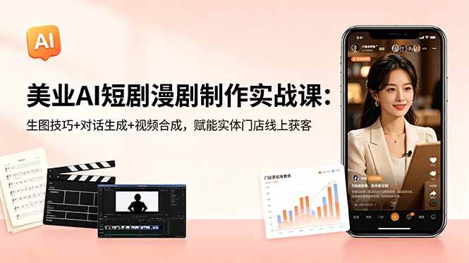 （18536期）美业AI短剧漫剧制作实战课：生图技巧+对话生成+视频合成，赋能实体门店线上获客-千城资源网