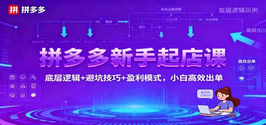 拼多多新手起店课：底层逻辑+避坑技巧+盈利模式，小白高效出单-千城资源网