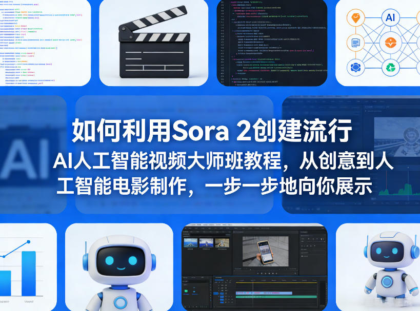 如何利用Sora 2创建流行AI人工智能视频大师班教程，从创意到人工智能电影制作，一步一步地向你展示-千城资源网