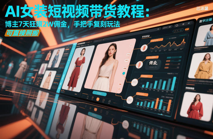 AI女装短视频带货教程：博主7天狂賺2W佣金，手把手复刻玩法，可直接照搬-千城资源网