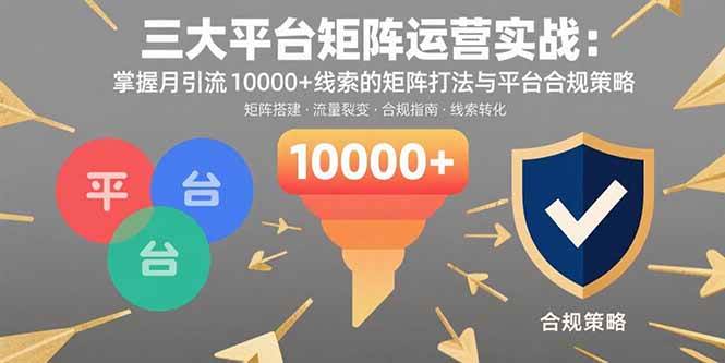 （15841期）三大平台矩阵运营实战：掌握月引流10000+线索的矩阵打法与平台合规策略-千城资源网
