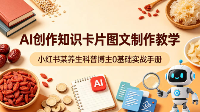 AI创作知识卡片图文制作教学，小红书某养生科普博主0基础实战手册-千城资源网