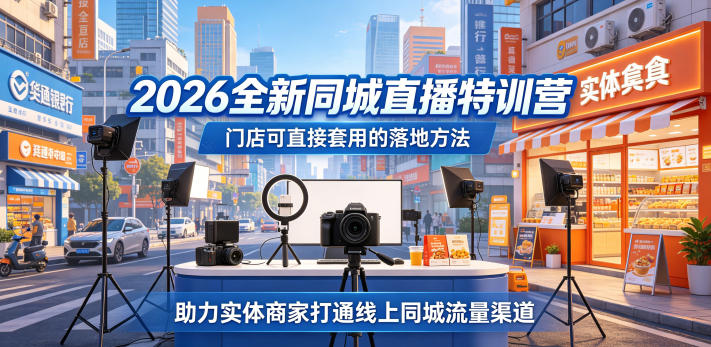 2026全新同城直播特训营，门店可直接套用的落地方法，助力实体商家打通线上同城流量渠道-千城资源网