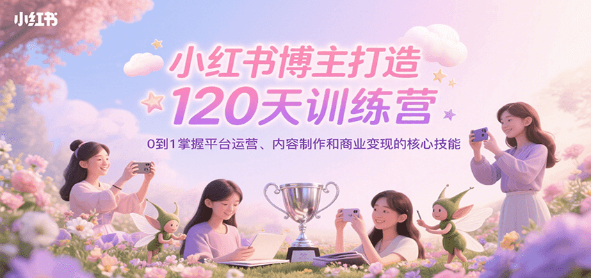 小红书博主打造120天训练营，0到1掌握平台运营、内容制作和商业变现-千城资源网