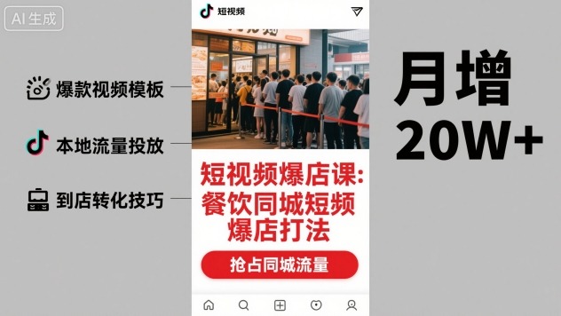 短视频爆店课，餐饮同城短视频爆店打法-千城资源网