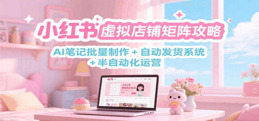 小红书虚拟店铺矩阵攻略：AI笔记批量制作 + 自动发货系统 + 半自动化运营-千城资源网