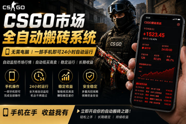 24小时自动监控CS饰品市场，手机即可完成全部操作实现自动搬砖盈利，日入300+【揭秘】-千城资源网