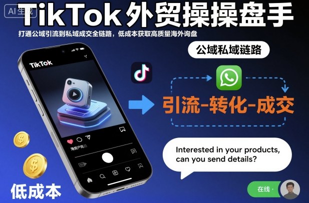 TikTok外贸操盘手，打通公域引流到私域成交全链路，低成本获取高质量海外询盘-千城资源网