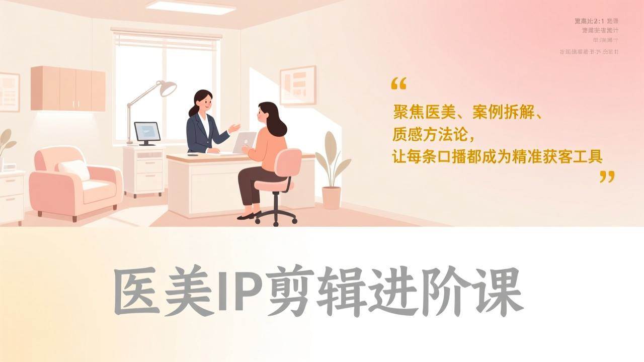 （17303期）医美IP剪辑进阶课，聚焦医美、案例拆解、质感方法论，让每条口播都成为精准获客工具-千城资源网