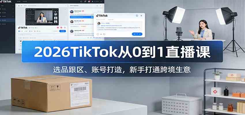 2026TikTok从0到1直播课：选品跟区、账号打造，新手打通跨境生意-千城资源网