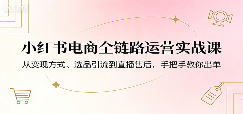 小红书电商全链路运营实战课：从变现方式、选品引流到直播售后，手把手教你出单-千城资源网
