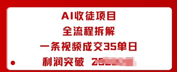 AI收徒项目全流程拆解一条视频成交35单日利润突破1k+-千城资源网