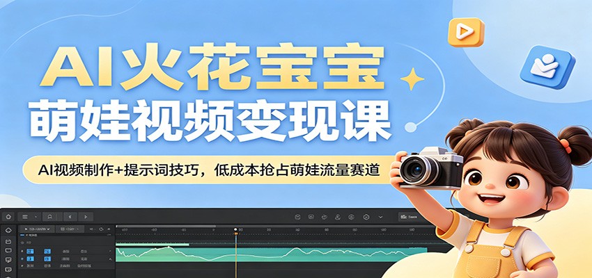 AI火花宝宝萌娃视频变现课：AI视频制作+提示词技巧，低成本抢占萌娃流量赛道-千城资源网