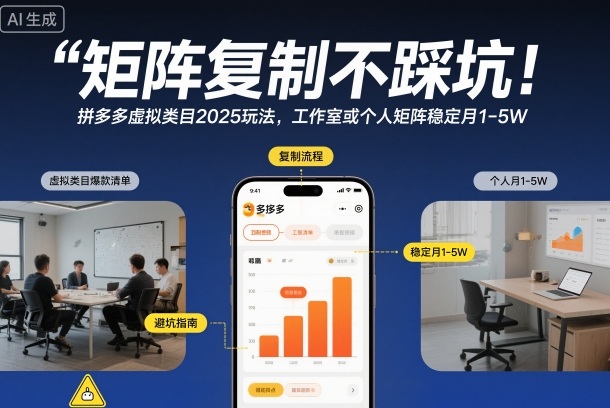 矩阵复制不踩坑！拼多多虚拟类目2025玩法，工作室或者个人矩阵稳定月1-5W【揭秘】-千城资源网