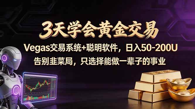 （18044期）3天学会黄金交易，Vegas交易技术+聪明软件，日赚50-100U-千城资源网