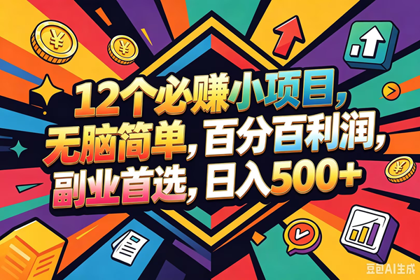 （18291期）12个必赚钱的小项目，百分百赚米，无脑简单，副业首选，日入600+-千城资源网