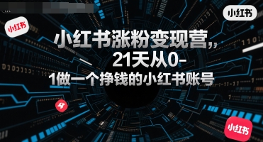 小红书涨粉变现营，21天从0-1做一个挣钱的小红书账号-千城资源网
