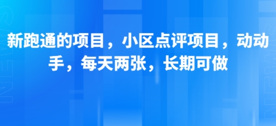 新跑通的项目，小区点评项目，动动手，每天两张，长期可做-千城资源网