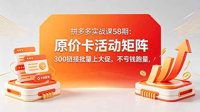 （18395期）拼多多实战课58期：原价卡活动矩阵，300链接批量上大促，不亏钱跑量-千城资源网