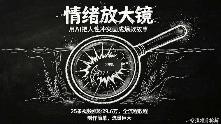 AI制作“情绪放大镜“视频，25条视频涨粉29.6W粉，流量巨大，制作简单，全流程教程-千城资源网