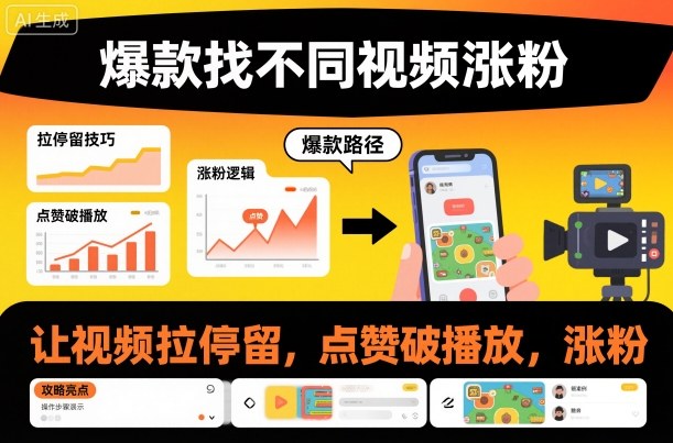 爆款找不同视频涨粉，让视频拉停留，实现点赞，破播放，涨粉-千城资源网