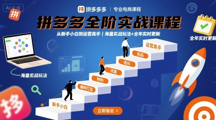 拼多多全阶实战课程，从新手小白到运营高手，海量实战玩法+全年实时更新【2025年9月更新】-千城资源网