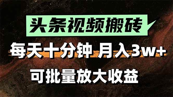 （15582期）2025最新副业玩法！AI全自动搬运视频发头条，无脑发布也能月入过万！-千城资源网
