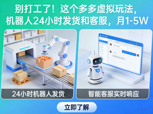别打工了！这个多多虚拟玩法，机器人24小时发货和客服，月1-5W【揭秘】-千城资源网