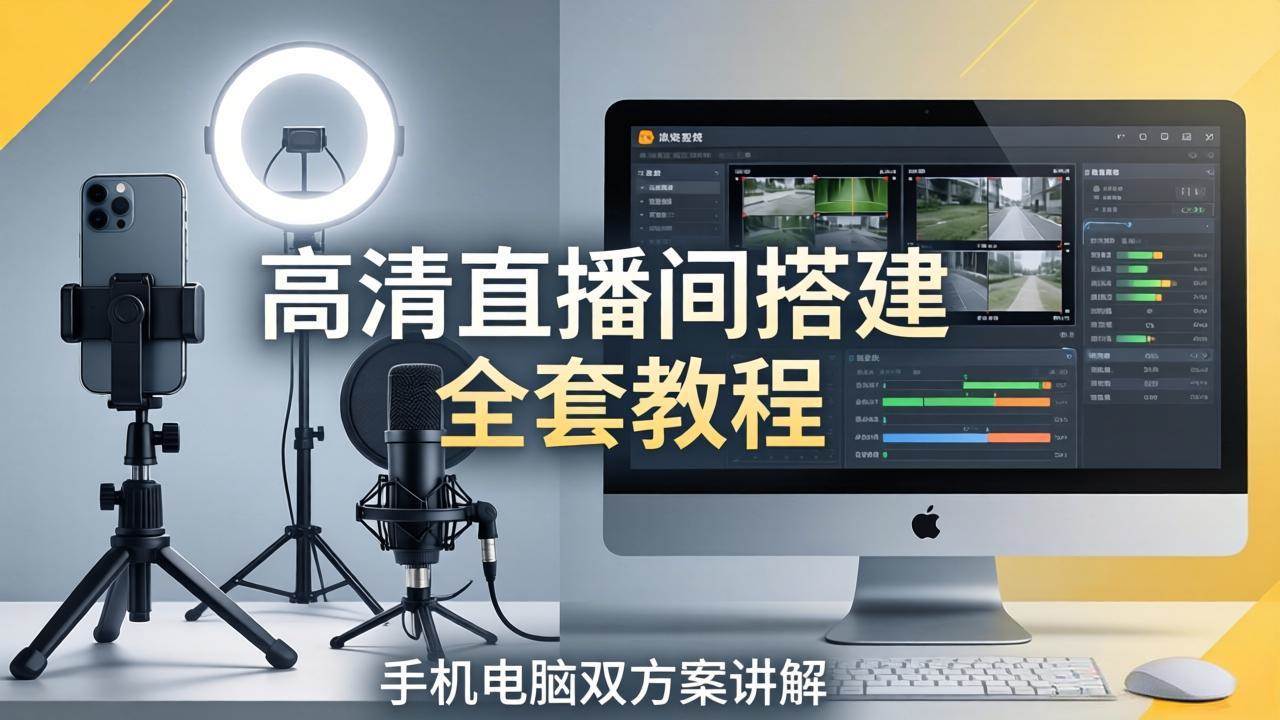 （18104期）高清直播间搭建全套教程，手机电脑双方案讲解，设备选型调试多机位实操教学-千城资源网