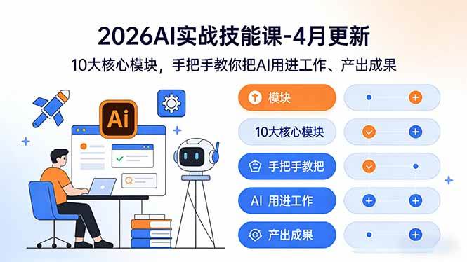 （17941期）2026AI实战技能课-4月更新：10大核心模块，手把手教你把AI用进工作、产出成果-千城资源网