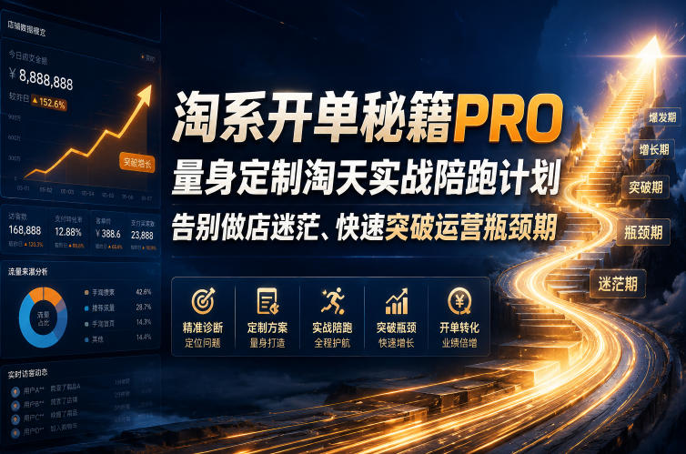 淘系开单秘籍PRO，量身定制淘天实战陪跑计划，告别做店迷茫、快速突破运营瓶颈期（2026年6月11）-千城资源网