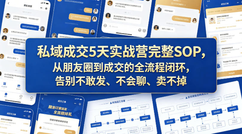私域成交5天实战营完整SOP，从朋友圈到成交的全流程闭环，告别不敢发、不会聊、卖不掉-千城资源网