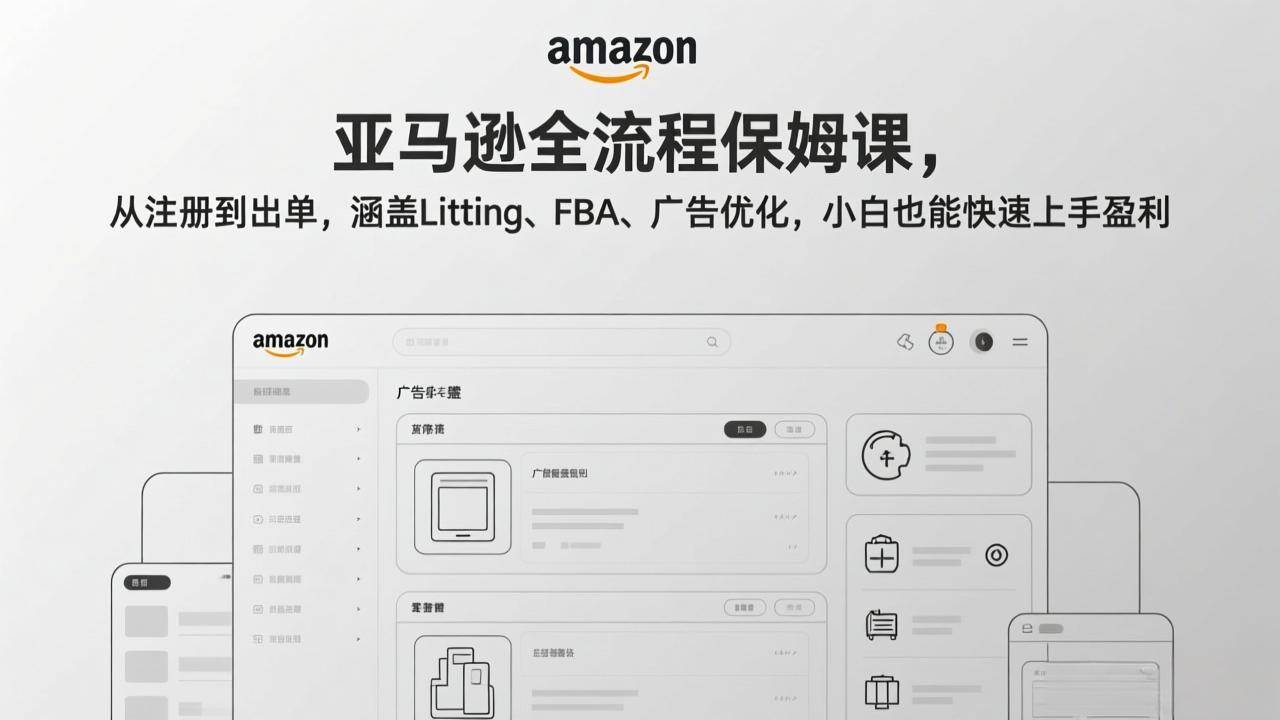 （17293期）亚马逊全流程保姆课，从注册到出单，涵盖Listing、FBA、广告优化，小白也能快速上手盈利-千城资源网