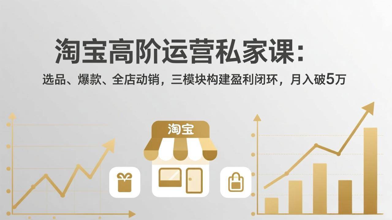 （17904期）淘宝高阶运营私家课（更新26年4月）：选品、爆款、全店动销，三模块构建盈利闭环，月入破5万-千城资源网