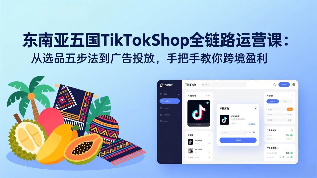（17511期）东南亚五国TikTok Shop全链路运营课：从选品五步法到广告投放，手把手教你跨境盈利-千城资源网