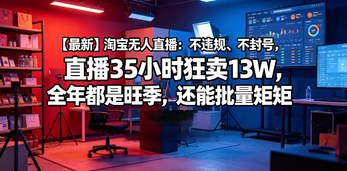 【最新】淘宝无人直播：不违规、不封号，直播35小时狂卖13W，全年都是旺季，还能批量矩阵操作【揭秘】-千城资源网