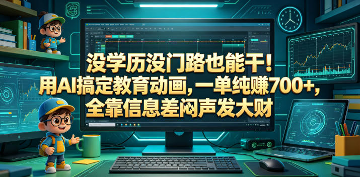 没学历没门路也能干！用AI搞定教育动画，一单纯賺700+，全靠信息差闷声发大财【揭秘】-千城资源网
