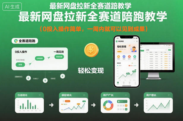 最新网盘拉新全赛道陪跑教学，0投入操作简单，一周内就可以见到成果-千城资源网