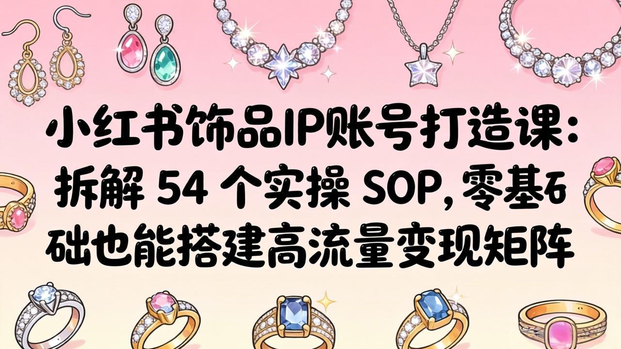 小红书饰品IP账号打造课：拆解 54 个实操 SOP，零基础也能搭建高流量变现矩阵-千城资源网