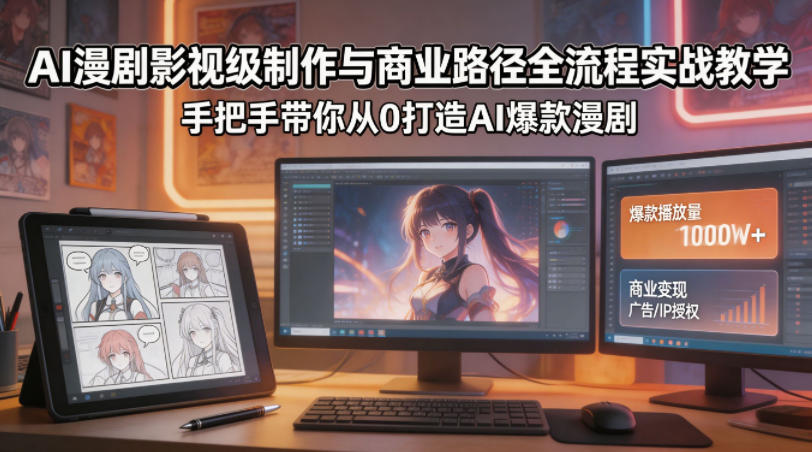 AI漫剧影视级制作与商业路径全流程实战教学，手带你从0打造AI爆款漫剧-千城资源网