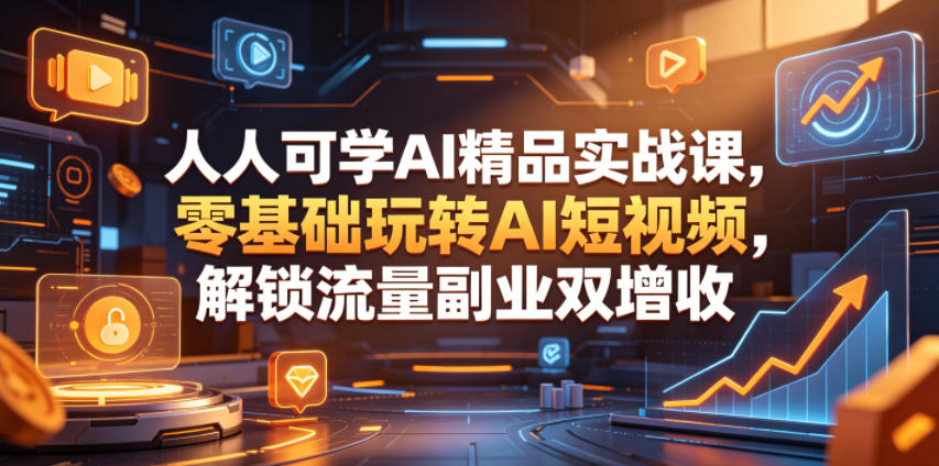 人人可学AI精品实战课，零基础玩转AI短视频，解锁流量副业双增收-千城资源网