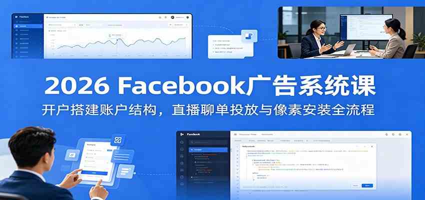 2026 Facebook广告系统课：开户搭建账户结构，直播聊单投放与像素安装全流程-千城资源网