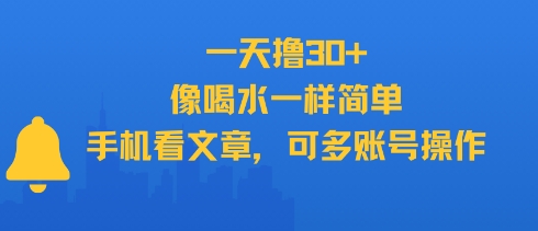 一天撸30+，像喝水一样简单，手机看文章，可多账号操作-千城资源网