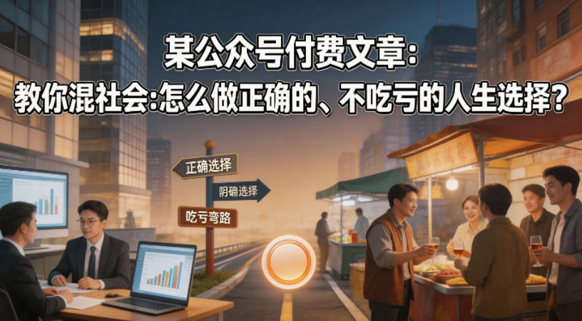 某公众号付费文章：教你混社会：怎么做正确的、不吃亏的人生选择？-千城资源网