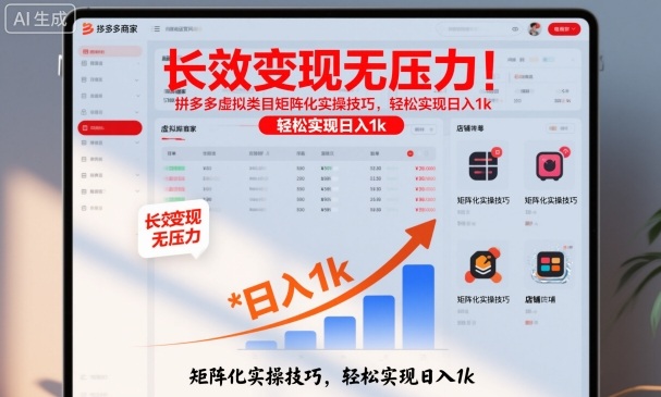 长效变现无压力！拼多多虚拟类目矩阵化实操技巧，轻松实现日入1k【揭秘】-千城资源网