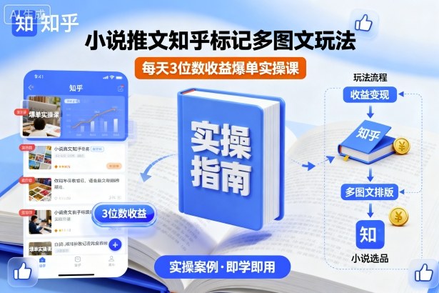 小说推文知乎标记多图文玩法，每天3位数收益爆单实操课-千城资源网
