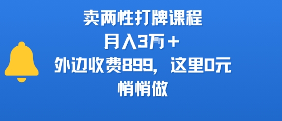 卖两性打牌课程，月入3W+外边收费899的课程，这里0元，悄悄做-千城资源网