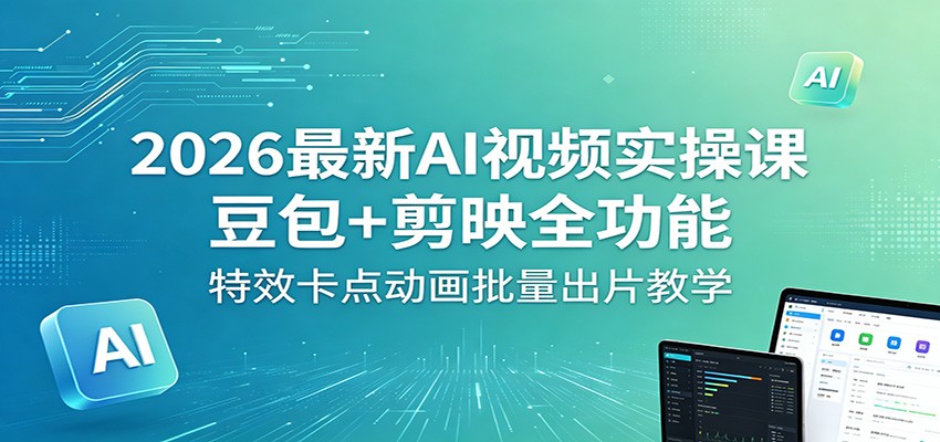 2026最新AI视频实操课：豆包+剪映全功能，特效卡点动画批量出片教学-千城资源网