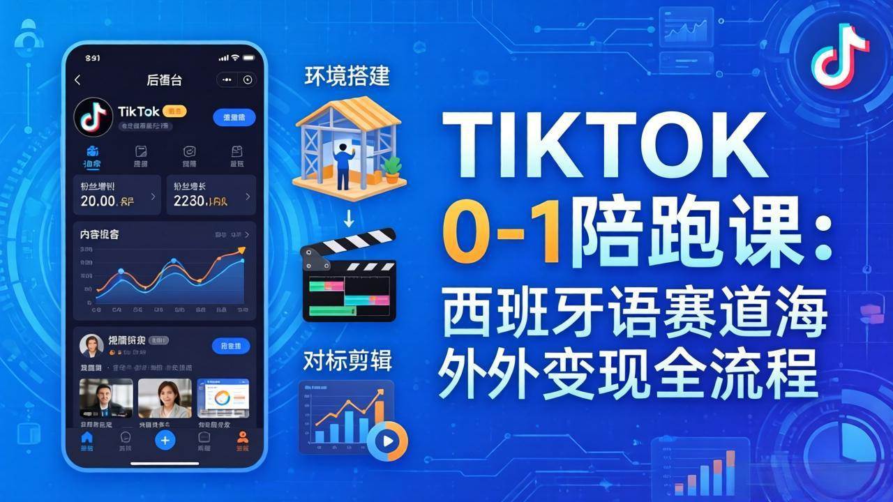 （17908期）TIKTOK 0-1 陪跑课：从环境搭建到刷对标剪辑，西班牙语赛道海外变现全流程-千城资源网